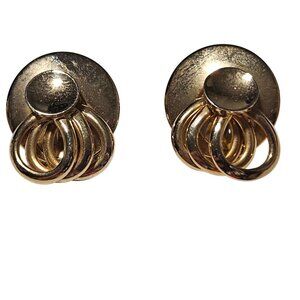 Vintage Gold Tone Abstract Spiral Clip On Earrings Classic Fashion Jewelry Women